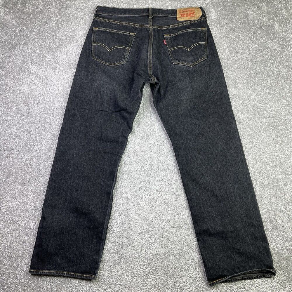 Levi’s 501 Jeans Men’s 32X28 Blue Straight Mid-Rise Dark Wash Button Fly - Picture 3 of 13